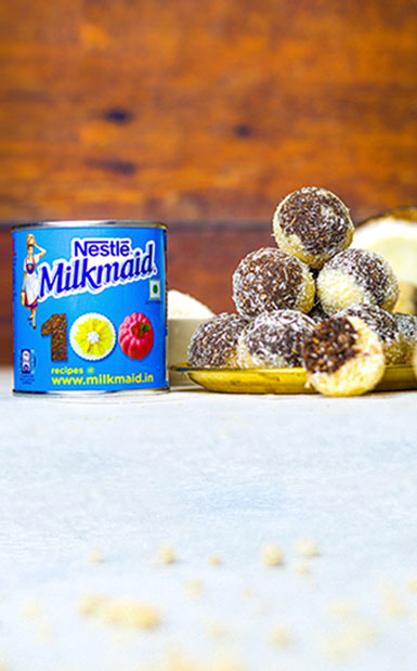 Choco Coconut Rice Ada Laddu Recipe